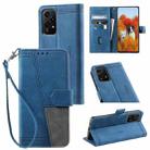 For Honor 200 Lite TTUDRCH Embossed Line Splicing Leather Phone Case(Blue) - 1