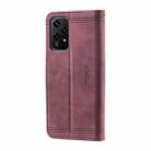 For Honor 200 Lite TTUDRCH Embossed Line Splicing Leather Phone Case(Wine Red) - 3