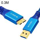 USB 3.0 Male To Micro USB 3.0 Male Braided Cable, Length:0.3m(Blue) - 1