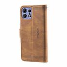 For Motorola Edge 50 Pro TTUDRCH Embossed Line Splicing Leather Phone Case(Brown) - 3