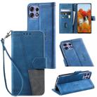 For Motorola Edge 50 Pro TTUDRCH Embossed Line Splicing Leather Phone Case(Blue) - 1