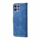 For Motorola Edge 50 Pro TTUDRCH Embossed Line Splicing Leather Phone Case(Blue) - 3