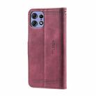 For Motorola Edge 50 Pro TTUDRCH Embossed Line Splicing Leather Phone Case(Wine Red) - 3