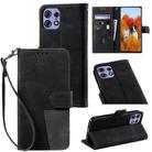 For Motorola Edge 50 Pro TTUDRCH Embossed Line Splicing Leather Phone Case(Black) - 1