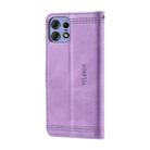 For Motorola Edge 50 Pro TTUDRCH Embossed Line Splicing Leather Phone Case(Purple) - 3