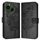 For Sharp Aquos R9 SH-51E Embossed Butterfly Leather Phone Case(Black) - 1