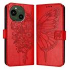 For Sharp Aquos R9 SH-51E Embossed Butterfly Leather Phone Case(Red) - 1