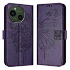 For Sharp Aquos R9 SH-51E Embossed Butterfly Leather Phone Case(Dark Purple) - 1