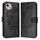 For Sharp Aquos Wish4 SH-52E Embossed Butterfly Leather Phone Case(Black) - 1