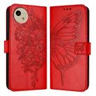 For Sharp Aquos Wish4 SH-52E Embossed Butterfly Leather Phone Case(Red) - 1