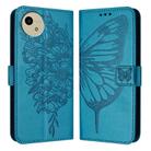 For Sharp Aquos Wish4 SH-52E Embossed Butterfly Leather Phone Case(Blue) - 1