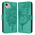 For Sharp Aquos Wish4 SH-52E Embossed Butterfly Leather Phone Case(Green) - 1