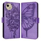 For Sharp Aquos Wish4 SH-52E Embossed Butterfly Leather Phone Case(Light Purple) - 1