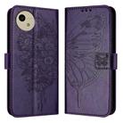 For Sharp Aquos Wish4 SH-52E Embossed Butterfly Leather Phone Case(Dark Purple) - 1