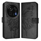 For Sharp Aquos R9 Pro / SH-54E Embossed Butterfly Leather Phone Case(Black) - 2