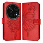 For Sharp Aquos R9 Pro / SH-54E Embossed Butterfly Leather Phone Case(Red) - 2