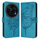 For Sharp Aquos R9 Pro / SH-54E Embossed Butterfly Leather Phone Case(Blue) - 2