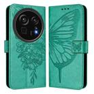 For Sharp Aquos R9 Pro / SH-54E Embossed Butterfly Leather Phone Case(Green) - 2