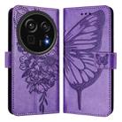 For Sharp Aquos R9 Pro / SH-54E Embossed Butterfly Leather Phone Case(Light Purple) - 2