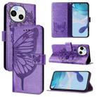 For Sharp Aquos Sense9 Plus Embossed Butterfly Leather Phone Case(Light Purple) - 1