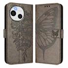 For Sharp Aquos Sense9 Embossed Butterfly Leather Phone Case(Grey) - 2