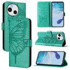 For Sharp Aquos Sense9 Embossed Butterfly Leather Phone Case(Green) - 1