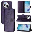 For Sharp Aquos Sense9 Embossed Butterfly Leather Phone Case(Dark Purple) - 1