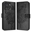 For Itel A05s Embossed Butterfly Leather Phone Case(Black) - 1