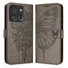 For Itel A05s Embossed Butterfly Leather Phone Case(Grey) - 1