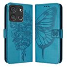 For Itel A05s Embossed Butterfly Leather Phone Case(Blue) - 1