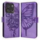 For Itel A05s Embossed Butterfly Leather Phone Case(Light Purple) - 1