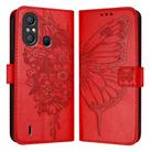 For Itel A58 / A49 Embossed Butterfly Leather Phone Case(Red) - 1