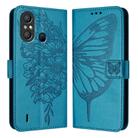 For Itel A58 / A49 Embossed Butterfly Leather Phone Case(Blue) - 1