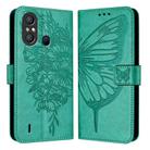 For Itel A58 / A49 Embossed Butterfly Leather Phone Case(Green) - 1