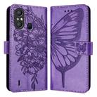 For Itel A58 / A49 Embossed Butterfly Leather Phone Case(Light Purple) - 1