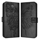 For Itel A60 / A60s Embossed Butterfly Leather Phone Case(Black) - 1