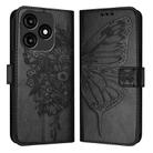 For Itel A70 Embossed Butterfly Leather Phone Case(Black) - 1