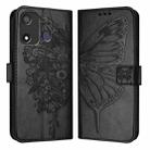 For Itel P17 / A27 Embossed Butterfly Leather Phone Case(Black) - 1