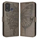 For Itel P17 / A27 Embossed Butterfly Leather Phone Case(Grey) - 1