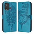 For Itel P17 / A27 Embossed Butterfly Leather Phone Case(Blue) - 1