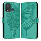 For Itel P17 / A27 Embossed Butterfly Leather Phone Case(Green) - 1