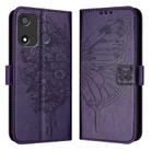 For Itel P17 / A27 Embossed Butterfly Leather Phone Case(Dark Purple) - 1