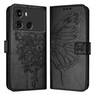 For Itel P40 Embossed Butterfly Leather Phone Case(Black) - 1