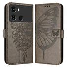 For Itel P40 Embossed Butterfly Leather Phone Case(Grey) - 1