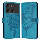 For Itel P40 Embossed Butterfly Leather Phone Case(Blue) - 1