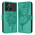 For Itel P40 Embossed Butterfly Leather Phone Case(Green) - 1