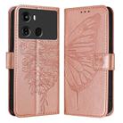 For Itel P40 Embossed Butterfly Leather Phone Case(Rose Gold) - 1