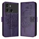 For Itel P40 Embossed Butterfly Leather Phone Case(Dark Purple) - 1