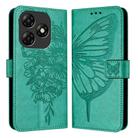 For Itel P55 4G Embossed Butterfly Leather Phone Case(Green) - 1