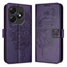 For Itel P55 4G Embossed Butterfly Leather Phone Case(Dark Purple) - 1